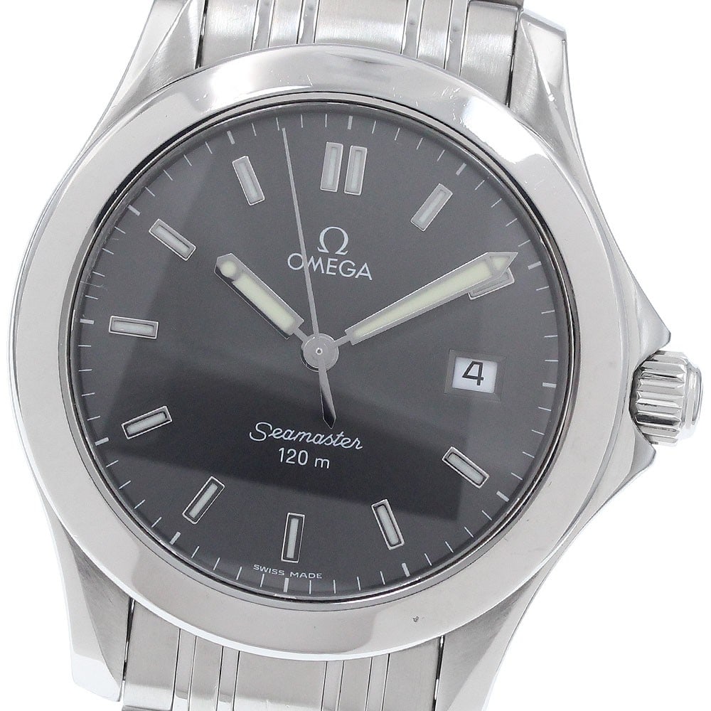 OMEGA Seamaster 120 Ref 2511.43 Mens Quartz Date Watch: OMEGA Seamaster 120 Ref 2511.43 Mens Quartz Date Watch Pre-owned OMEGA Seamaster 120 men's wristwatch with quartz movement and date display. This Swiss-made watch features a gray dial with a stainless