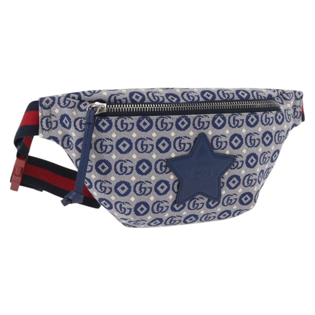 GUCCI 502095 Children's Sherry Line Canvas Waist Bag Red Navy: GUCCI 502095 Children's Sherry Line Canvas Waist Bag Red Navy Gucci children's Sherry Line waist bag in red and navy canvas, made in Italy. This bag measures approximately 25 cm wide, 13 cm high, and 