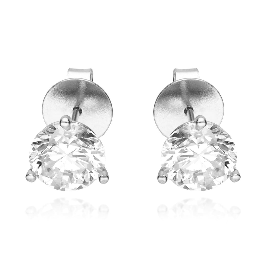 14K White Gold Round Lab Grown Diamond Stud Earrings 1.02 ctw: 14K White Gold Round Lab Grown Diamond Stud Earrings 1.02 ctw Pre-owned unbranded stud earrings featuring round brilliant lab-grown diamonds in white gold. This unisex pair offers a clean classic look