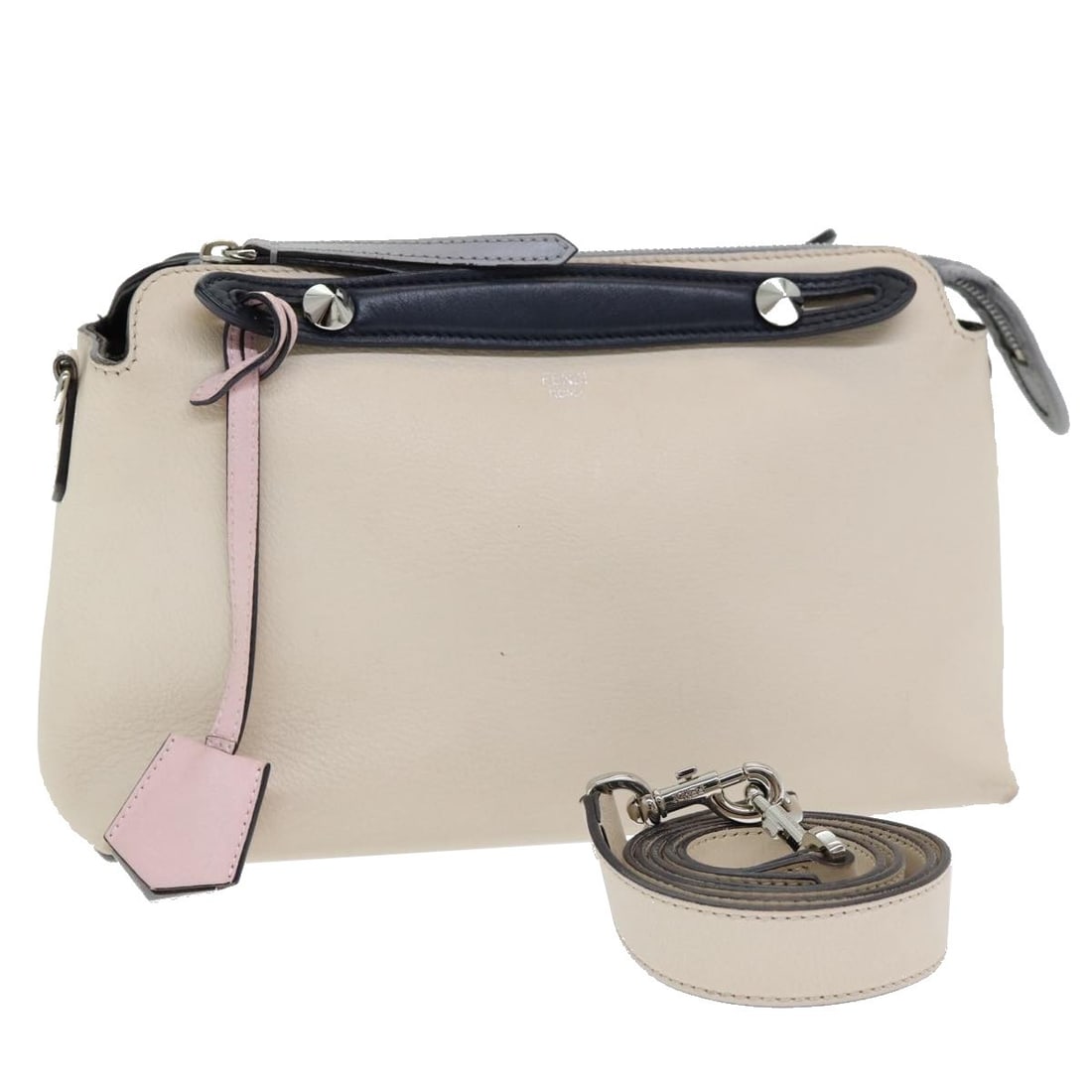 Fendi By The Way Leather Satchel Beige 28cm x 14cm x 12cm: Fendi By The Way Leather Satchel Beige 28cm x 14cm x 12cm Fendi By The Way satchel in beige leather. This women's bag is presented in good, usable vintage condition with light exterior wear, shape los