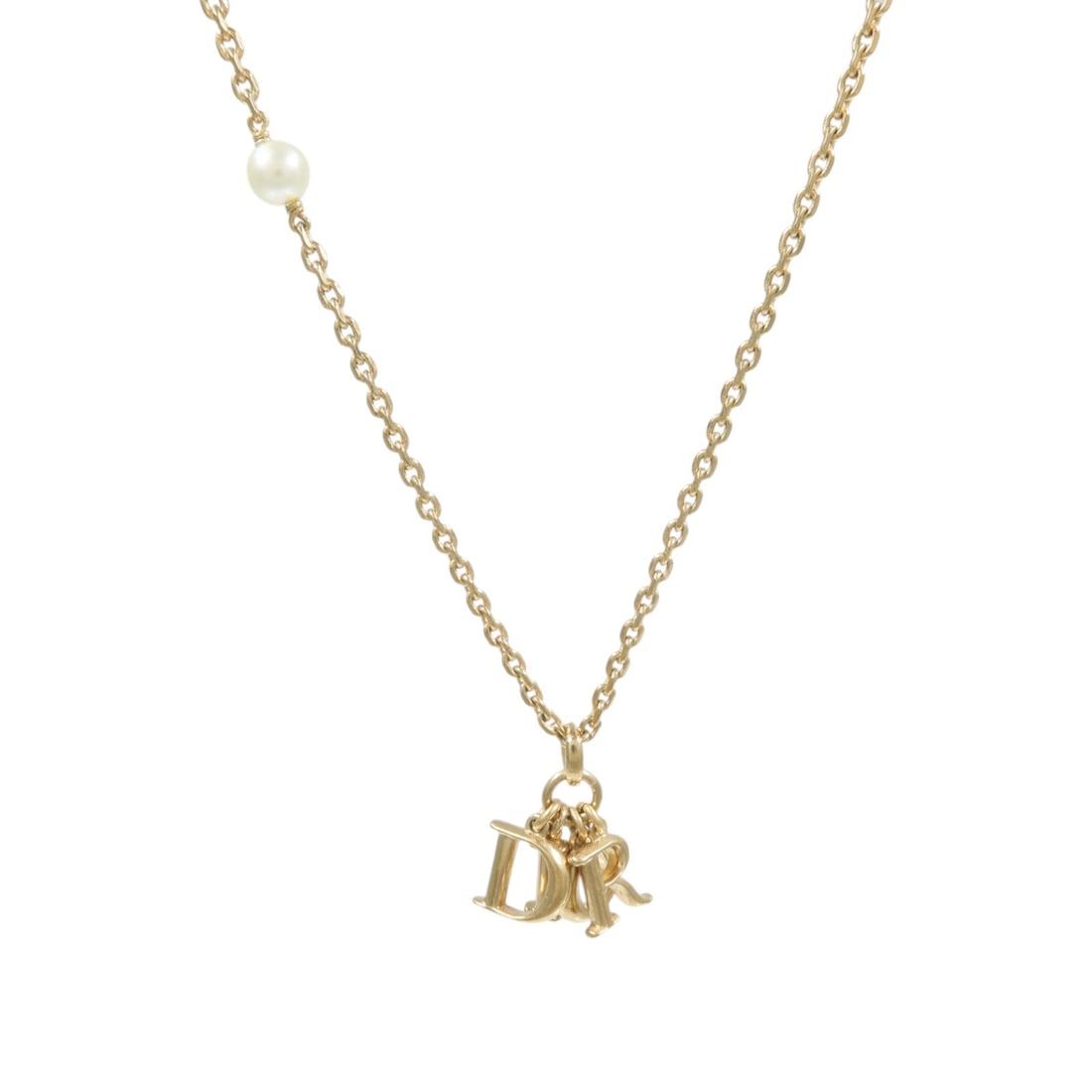 Dior CD Gold Tone Metal Necklace with Storage Bags: Dior CD Gold Tone Metal Necklace with Storage Bags Christian Dior CD necklace in gold-tone metal with a womens regular fit design. Made in France, this piece includes a storage bag and is noted in AB 