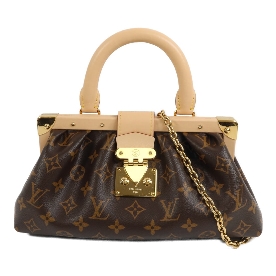 Louis Vuitton M46544 Monogram 2 Way Clutch Shoulder Bag Brown: Louis Vuitton M46544 Monogram 2 Way Clutch Shoulder Bag Brown Louis Vuitton clutch and 2-way shoulder bag in brown Monogram PVC coated canvas. This women's bag features a structured compact silhouette