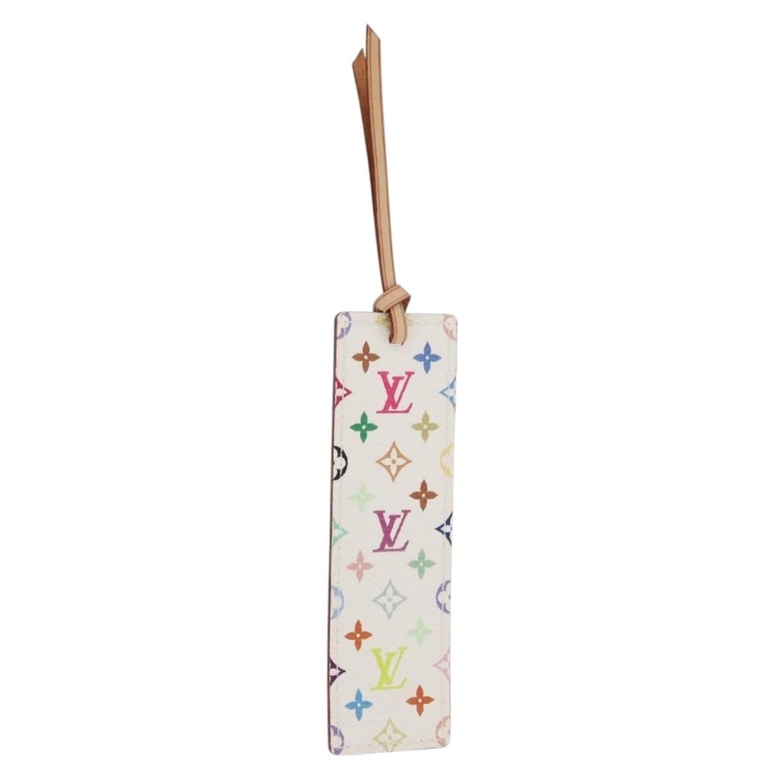 Louis Vuitton Monogram Multicolor Canvas Bookmark White M99196 with Box: Louis Vuitton Monogram Multicolor Canvas Bookmark White M99196 with Box This Louis Vuitton Monogram Multicolor Kadu bookmark is crafted from Monogram Multicolor canvas in white. It features a sleek, c