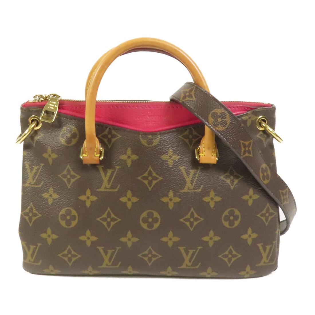 Louis Vuitton Pallas BB M41241 Monogram 2 Way Shoulder Bag Brown Red: Louis Vuitton Pallas BB M41241 Monogram 2 Way Shoulder Bag Brown Red Louis Vuitton Pallas BB 2 Way Bag in Monogram and PVC coated canvas, presented in brown and red. This women's bag features a 2-way 