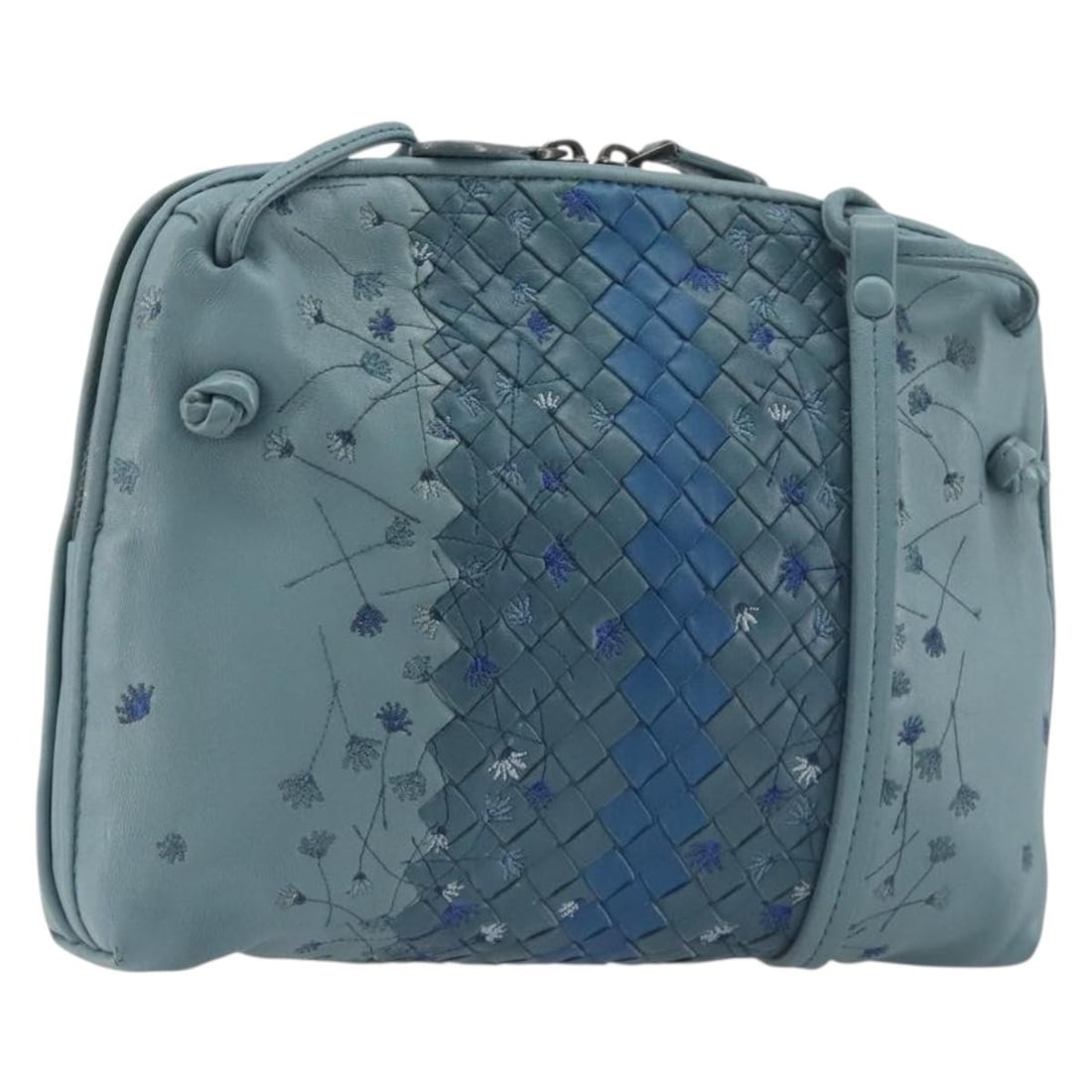 Bottega Veneta Intrecciato Light Blue Leather Womens Shoulder Bag: Bottega Veneta Intrecciato Light Blue Leather Womens Shoulder Bag Authentic Bottega Veneta Intrecciato shoulder bag in light blue leather. This women's bag is made in Italy and includes only the item 