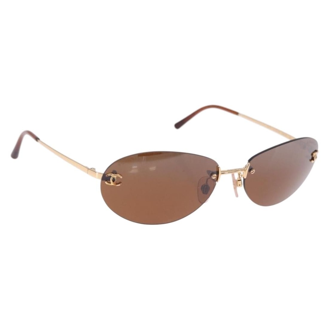 CHANEL 4013 Metal Sunglasses Brown Gold Tone with Case: CHANEL 4013 Metal Sunglasses Brown Gold Tone with Case CHANEL sunglasses in brown and gold tone metal, made in Italy. This women's style comes with a sunglass case and is described as condition rank B