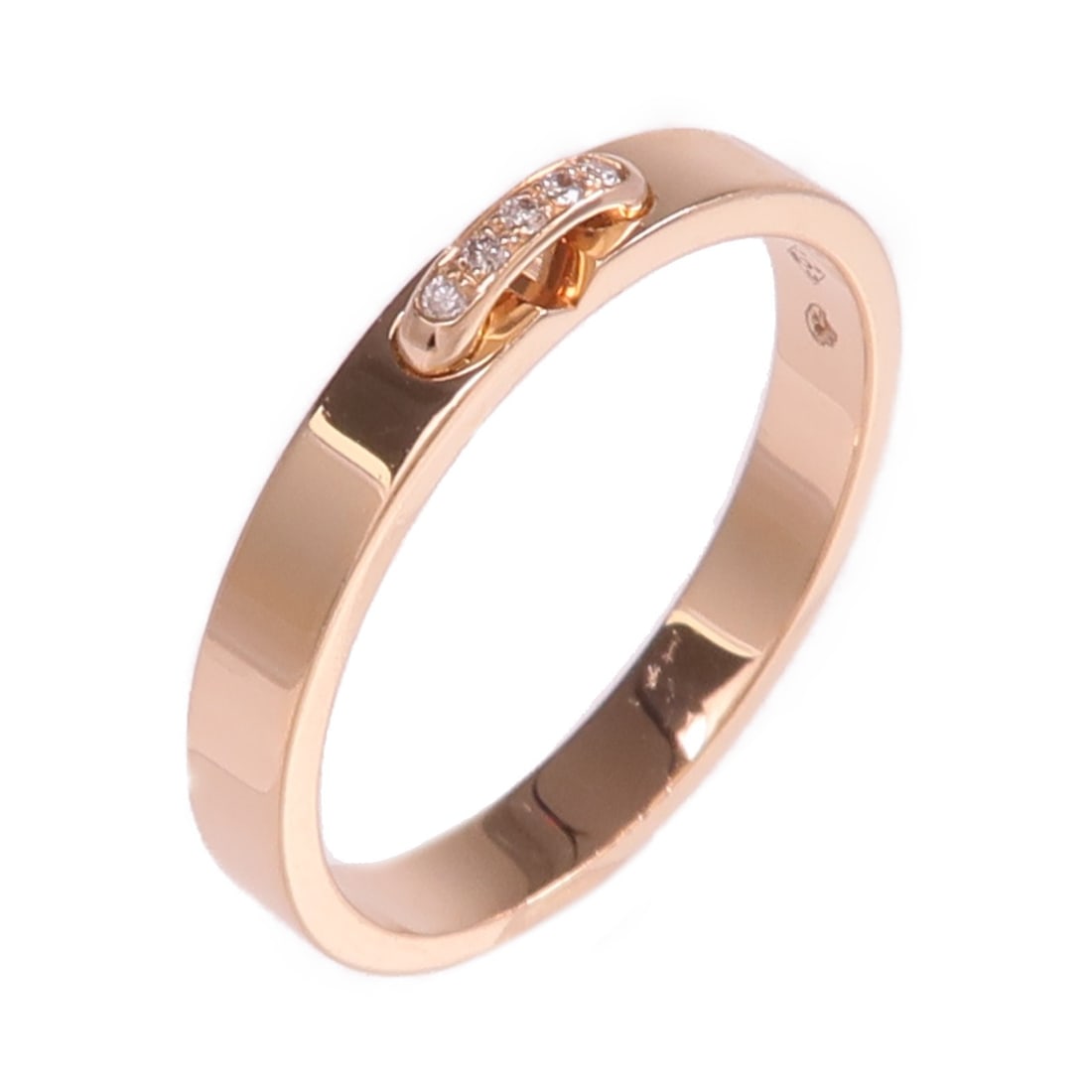 Chaumet Liens Evidence Diamond Ring 18K Rose Gold Size 6.5: Chaumet Liens Evidence Diamond Ring 18K Rose Gold Size 6.5 Chaumet Liens Evidence ring in 18K pink gold with diamond accents, presented in a clear colorway. The ring is a women's regular size 6.5, eng