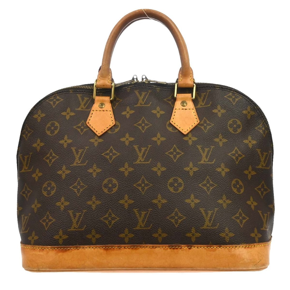 Louis Vuitton Alma M51130 Monogram Canvas Handbag Brown: Louis Vuitton Alma M51130 Monogram Canvas Handbag Brown Vintage Louis Vuitton Alma handbag in Monogram canvas with leather trim and double handles. This medium handbag features a zip closure, brown ca