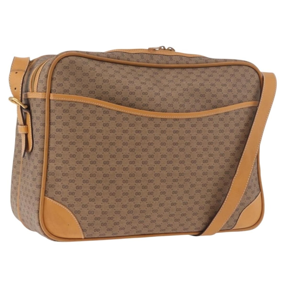 Gucci Shoulder Bag in Beige Gold Micro GG Supreme PVC: Gucci Shoulder Bag in Beige Gold Micro GG Supreme PVC Authentic Gucci Micro GG Supreme shoulder bag in beige and gold tone PVC leather with Micro Small GG canvas. Made in Italy, this women's shoulder 