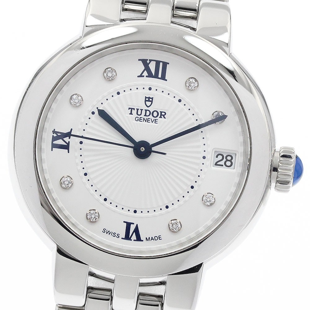 TUDOR Claire de Rose Ref 35800 Automatic Date Unisex Wristwatch: TUDOR Claire de Rose Ref 35800 Automatic Date Unisex Wristwatch Pre-owned TUDOR Clair de Rose wristwatch with automatic movement and date display. This unisex model features a silver dial with a stain