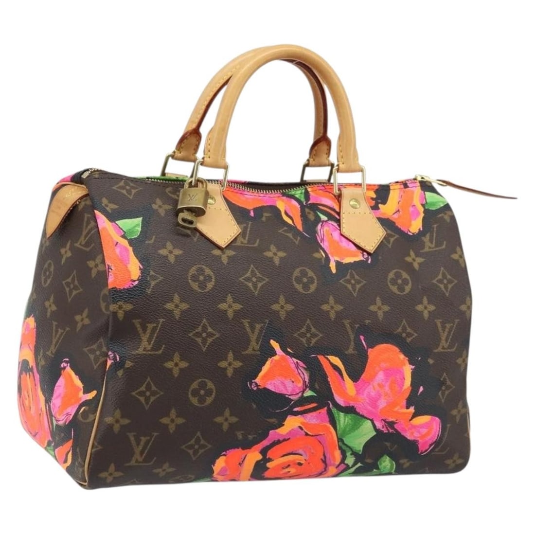 Louis Vuitton Speedy 30 Monogram Rose Handbag M48610: Louis Vuitton Speedy 30 Monogram Rose Handbag M48610 Louis Vuitton Monogram Rose Speedy 30 handbag in monogram canvas with orange and pink accents. Made in France, this women's handbag includes a dust