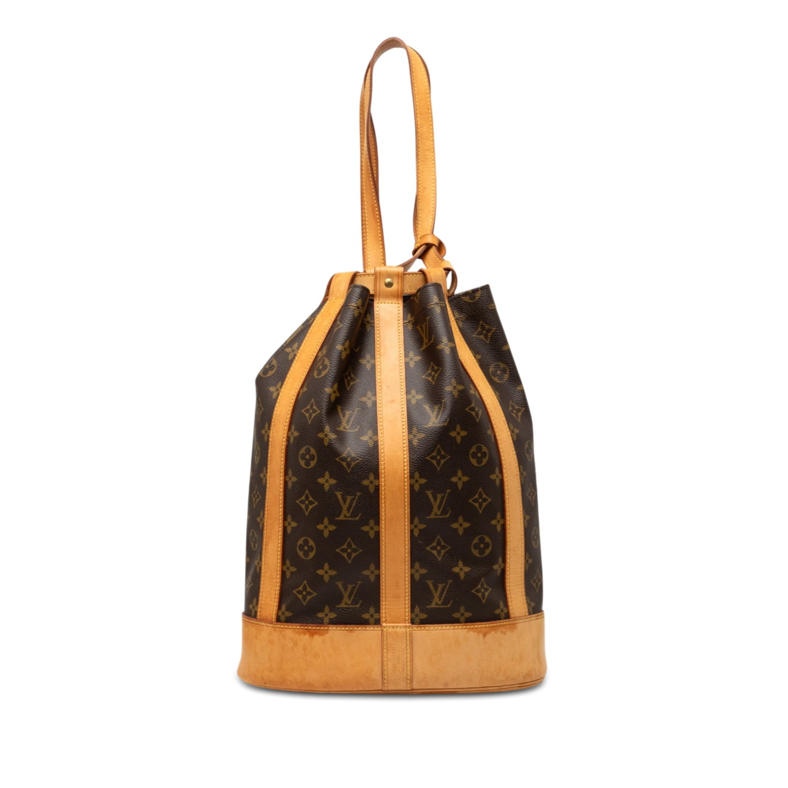 Louis Vuitton Randonnee PM Monogram Drawstring Shoulder Bag: Louis Vuitton Randonnee PM Monogram Drawstring Shoulder Bag Louis Vuitton Monogram Randonnee PM bucket bag crafted with a monogram canvas body and vachetta leather trim. It features a flat vachetta le