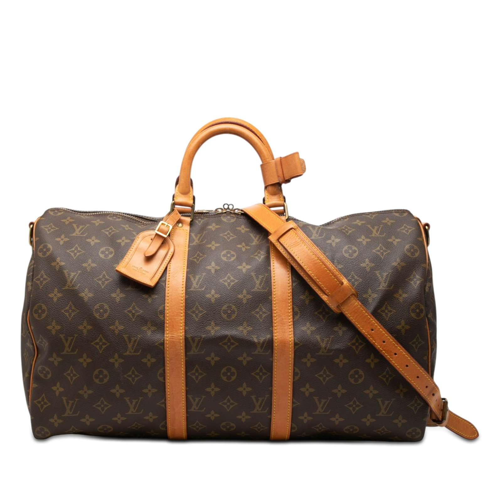 Louis Vuitton Keepall Bandouliere 50 Monogram Travel Bag: Louis Vuitton Keepall Bandouliere 50 Monogram Travel Bag Louis Vuitton Monogram Keepall Bandouliere 50 travel bag crafted with a monogram canvas body, rolled vachetta leather handles, a detachable vac