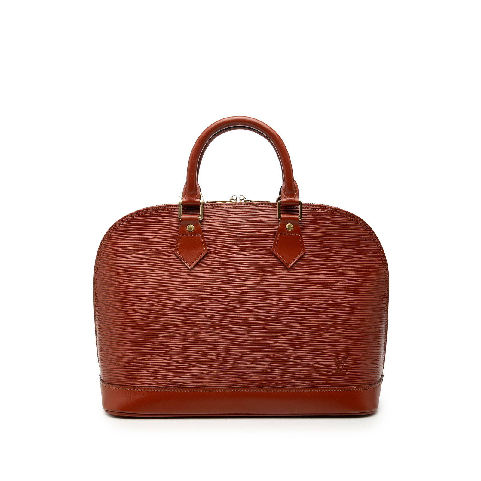 Louis Vuitton Alma PM Brown Epi Leather Handbag: Louis Vuitton Alma PM Brown Epi Leather Handbag Louis Vuitton Epi Alma PM handbag crafted with an Epi leather body, rolled leather handles, a top zip closure, and an interior slip pocket. Made in Fran