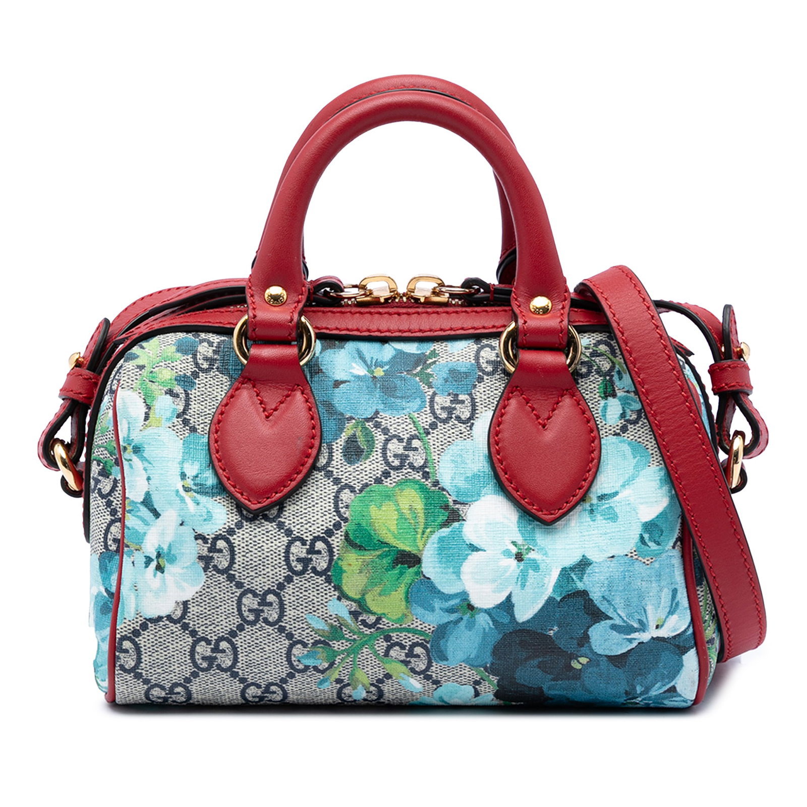 Gucci GG Supreme Blooms Mini Boston Satchel Bag: Gucci GG Supreme Blooms Mini Boston Satchel Bag Gucci Mini GG Supreme Blooms Boston Bag crafted with a printed coated canvas body and leather trim. This satchel features rolled leather handles, a flat