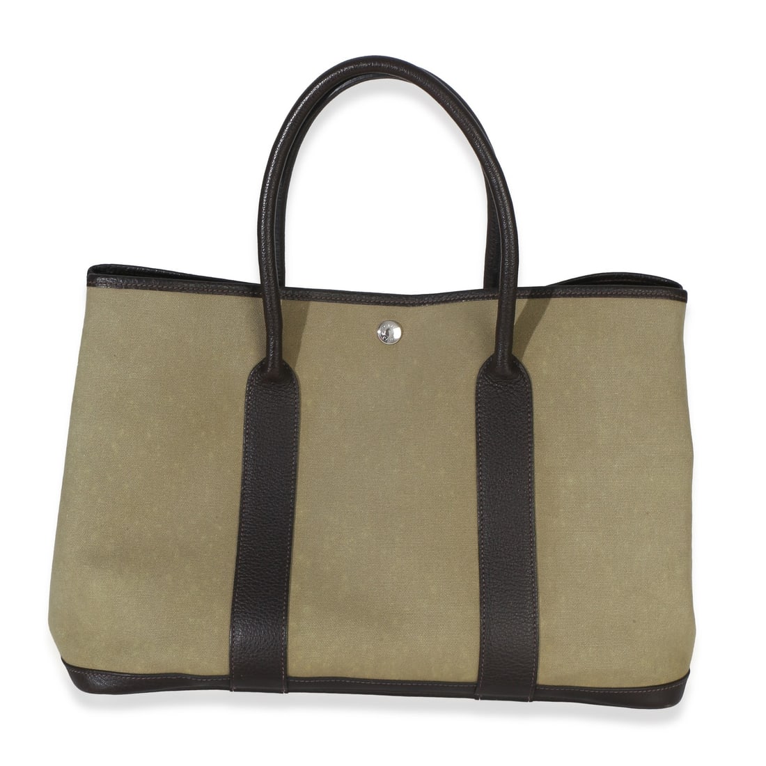 Hermes Garden Party 36 tote in canvas khaki marron fonce (1 of 8)