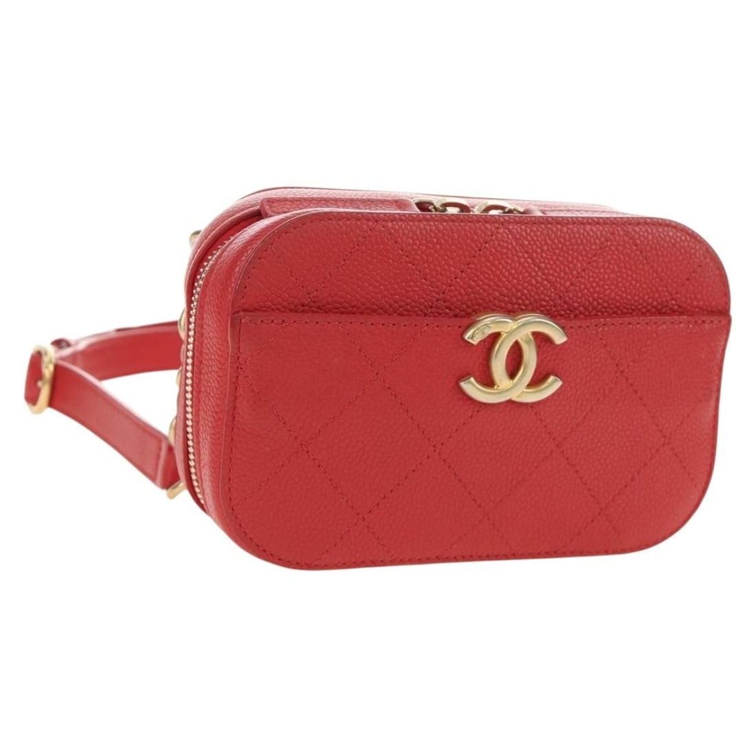 Chanel Chic Affinity Belt Red Caviar Leather Bag: Chanel Chic Affinity Belt Red Caviar Leather Bag Chanel Chic Affinity Belt Stitched Caviar in red leather, designed for women and made in France. The item is in good condition with noted exterior, tri