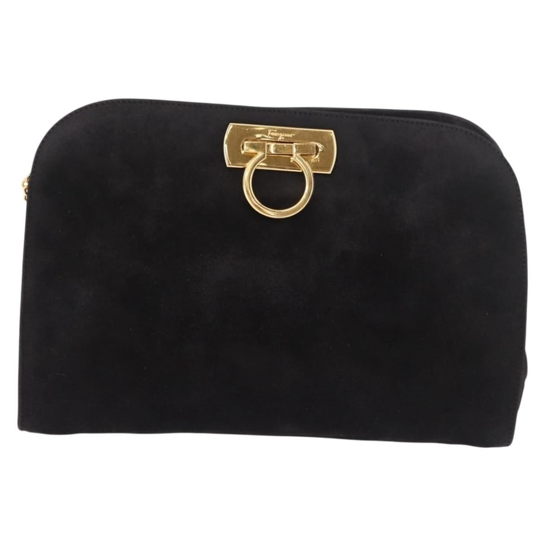 Black Suede Shoulder Bag Salvatore Ferragamo Gancini Chain: Black Suede Shoulder Bag Salvatore Ferragamo Gancini Chain Salvatore Ferragamo Gancini Chain bag in black suede, made in Italy. Designed for women, this model features the Gancini Chain style and meas