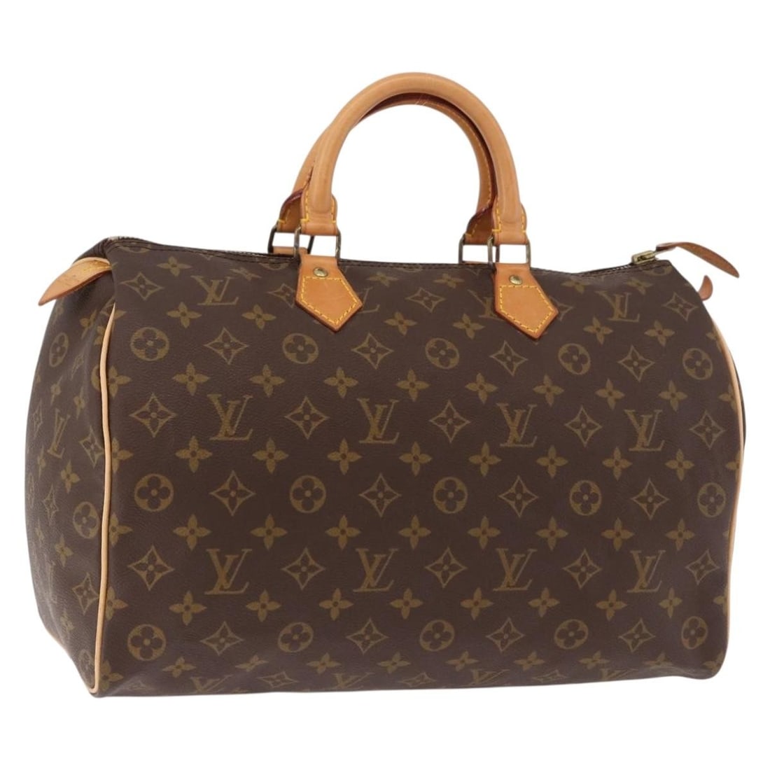 Louis Vuitton M41524 Speedy 35 Monogram Canvas Handbag France: Louis Vuitton M41524 Speedy 35 Monogram Canvas Handbag France Vintage Louis Vuitton Speedy 35 hand bag in Monogram canvas. This women's bag includes a dust bag and is marked as an older model with a C