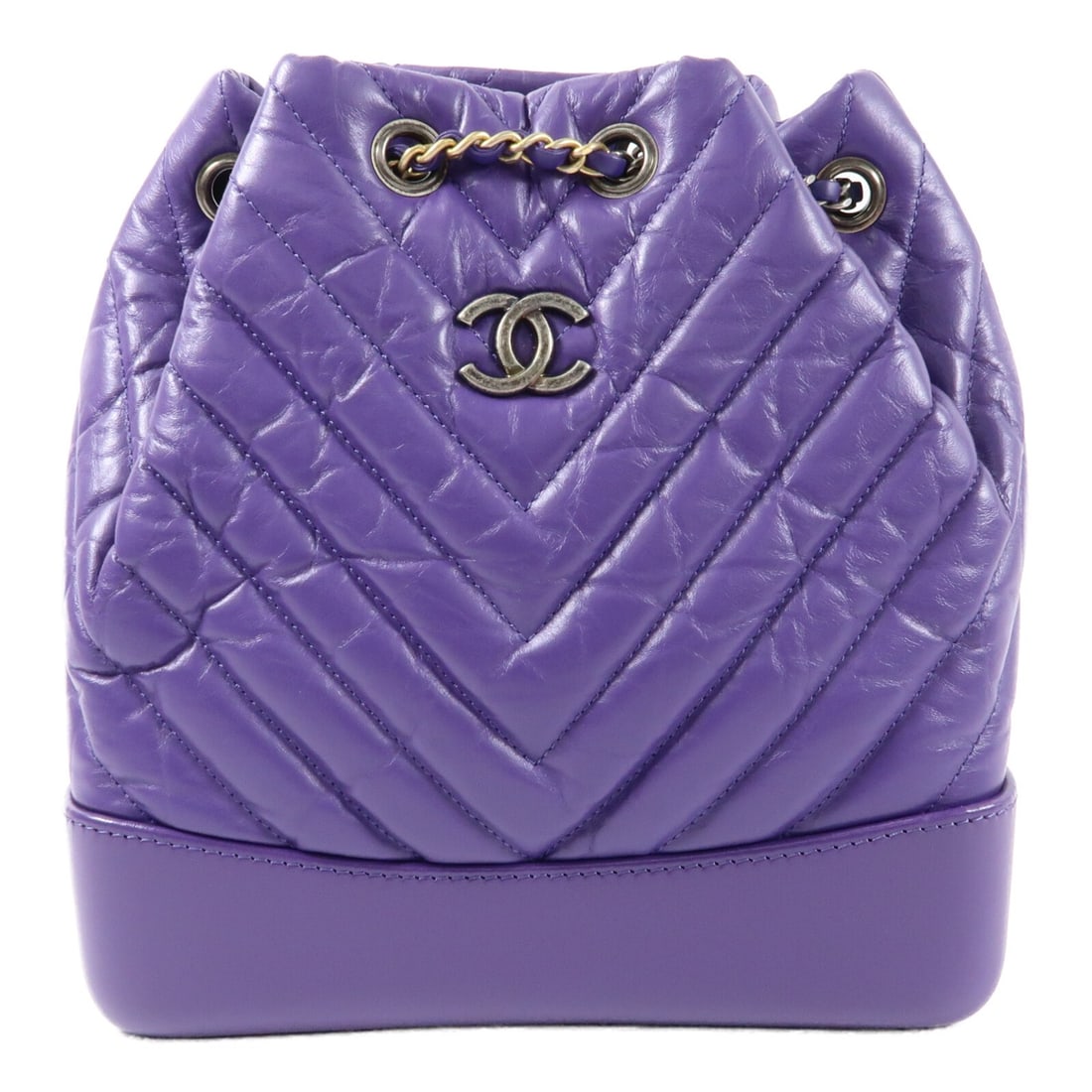CHANEL Gabrielle CC Purple Calfskin Rucksack Backpack: CHANEL Gabrielle CC Purple Calfskin Rucksack Backpack CHANEL CC Gabrielle backpack in purple calfskin (cowhide) leather, designed as a women's rucksack backpack. It is made in France and comes in very