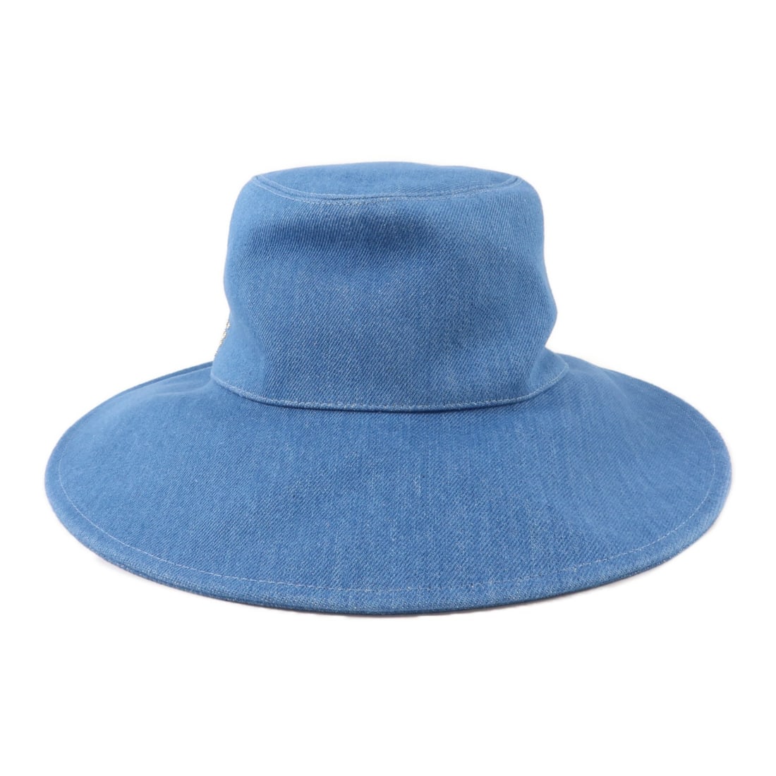 Hermes Katie Pierce Women's Blue Cotton Silk Hat Size 57 (1 of 12)