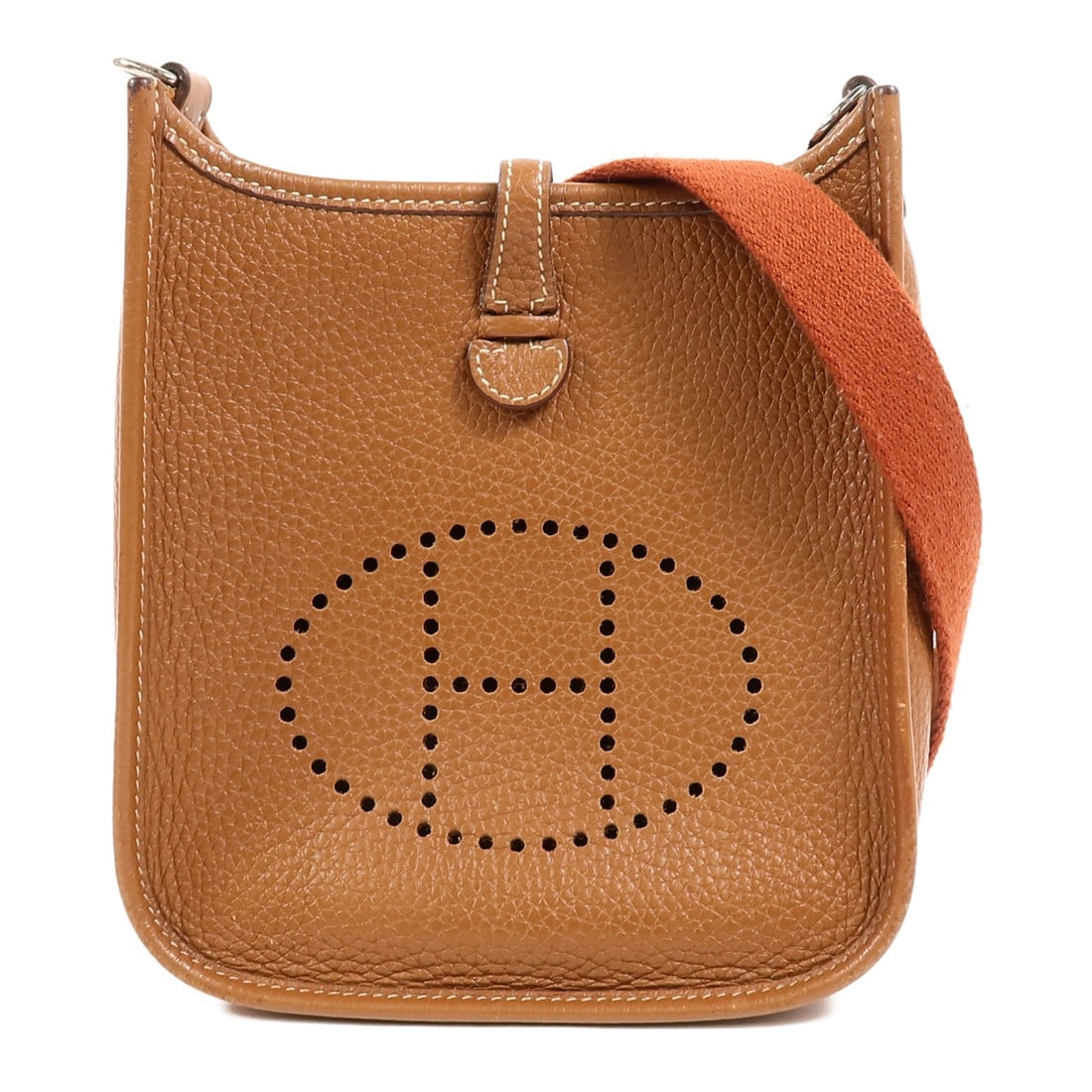 Hermes Evelyne TPM Taurillon Clemence Leather Shoulder Bag Gold Brown: Hermes Evelyne TPM Taurillon Clemence Leather Shoulder Bag Gold Brown Hermes Evelyne TPM shoulder bag crafted in Taurillon Clemence leather with calfskin. This women's bag includes a shoulder strap al