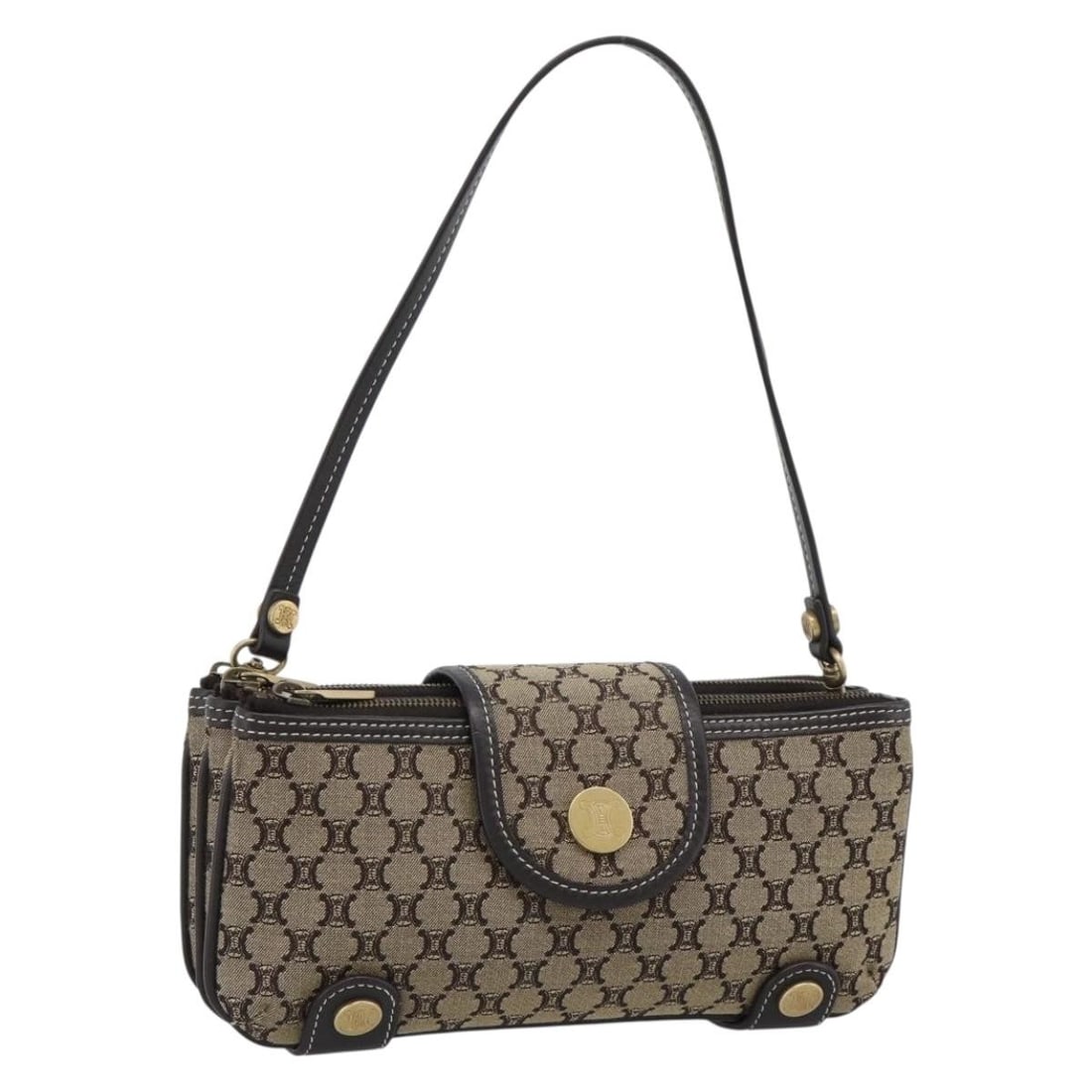 CELINE Macadam Canvas Hand Bag Brown Gold Tone Italy: CELINE Macadam Canvas Hand Bag Brown Gold Tone Italy Celine hand bag in brown and gold Macadam canvas. This women's bag includes only the item shown in the photo; the item box and dust bag are not inc