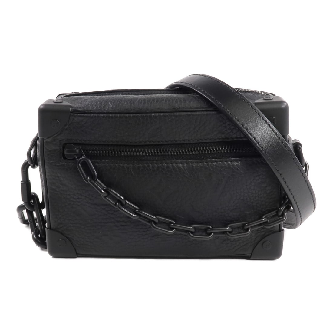 Louis Vuitton M55702 Mini Soft Trunk Black Monogram Taurillon Shoulder Bag: Louis Vuitton M55702 Mini Soft Trunk Black Monogram Taurillon Shoulder Bag A Louis Vuitton LV Mini Soft Trunk shoulder bag in black, model M55702. It is made from Monogram / Taurillon Clemence leather