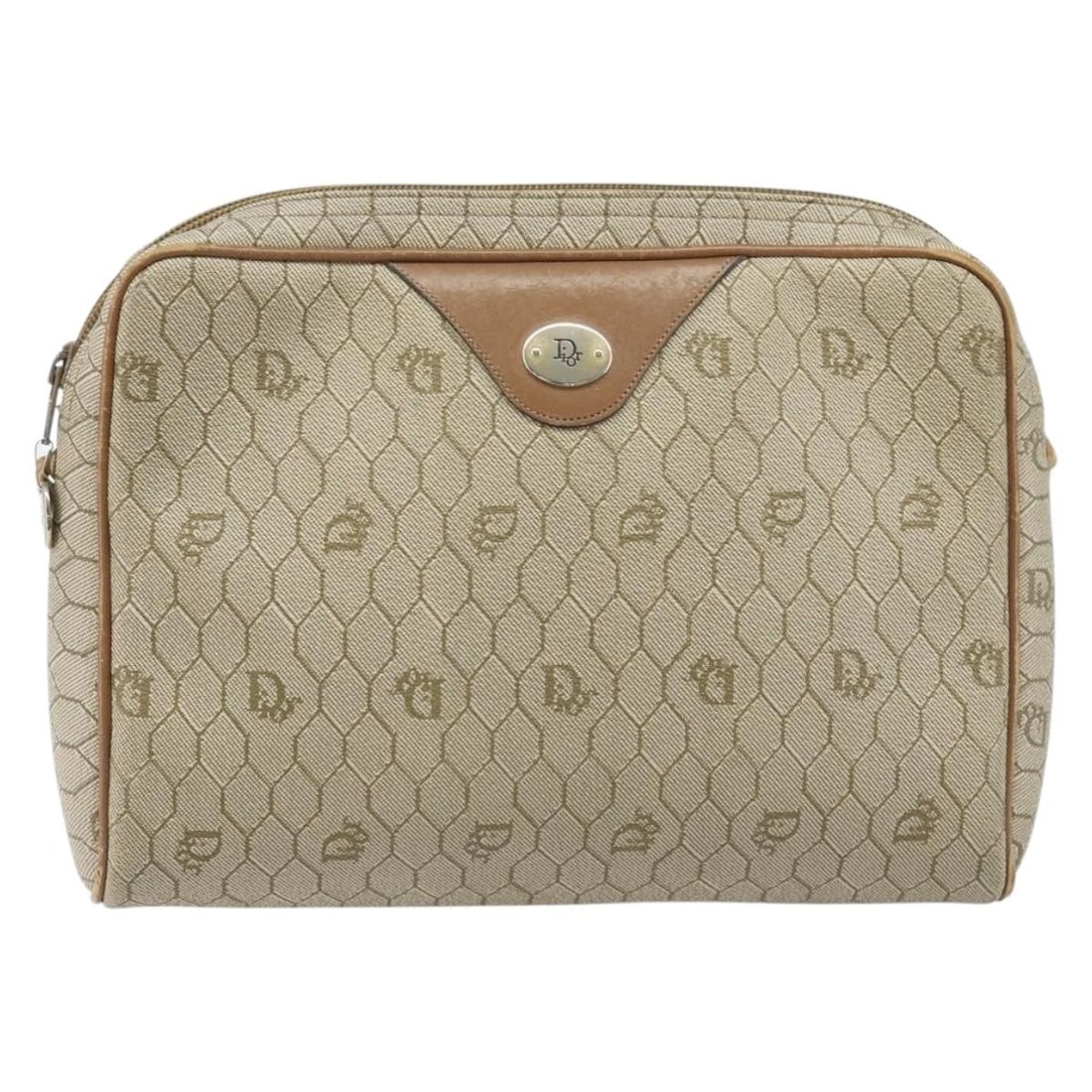 Christian Dior Vintage Honeycomb Shoulder Bag Beige Canvas Leather: Christian Dior Vintage Honeycomb Shoulder Bag Beige Canvas Leather This Christian Dior vintage Honeycomb shoulder bag features a beige canvas exterior with leather trim, designed for women. The bag sh