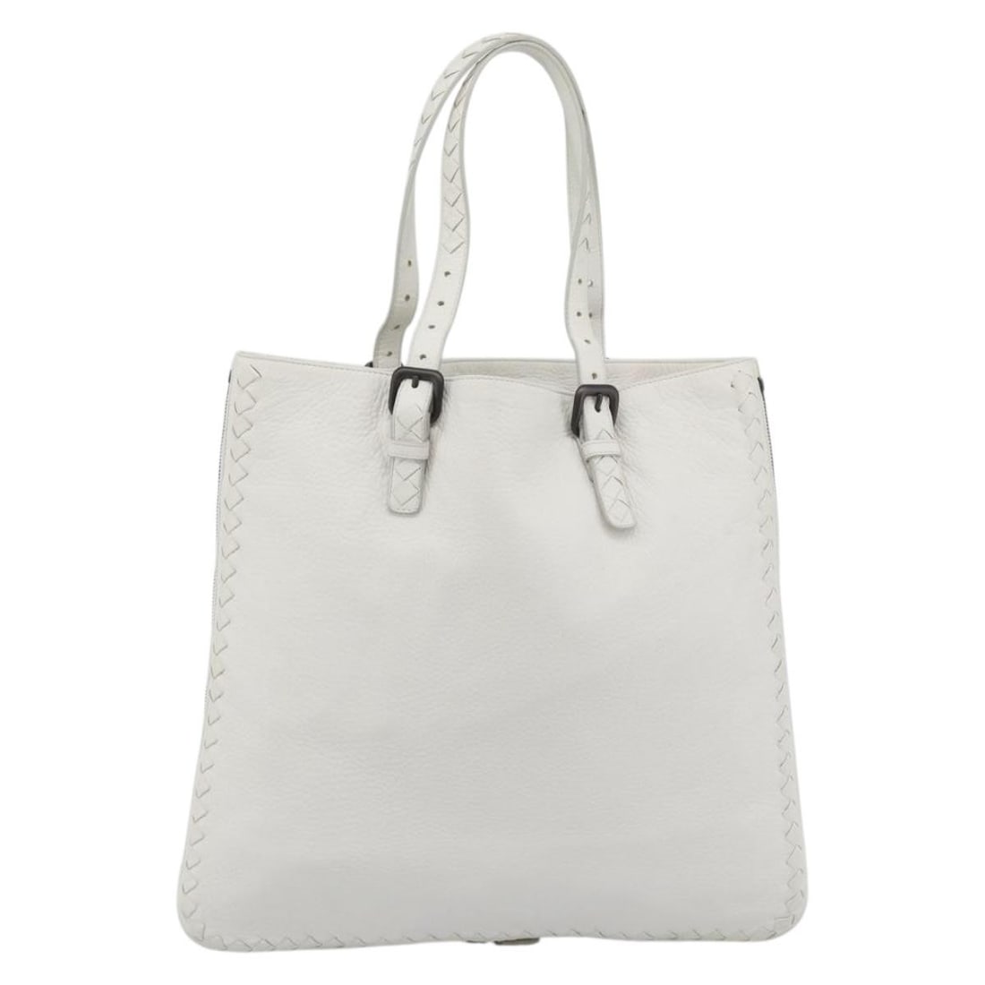 Bottega Veneta Belted Tote White Leather Intrecciato Bag: Bottega Veneta Belted Tote White Leather Intrecciato Bag Bottega Veneta Belted Tote Intrecciato Nappa in white leather, designed for female use. This tote was made in Italy and is presented in good co