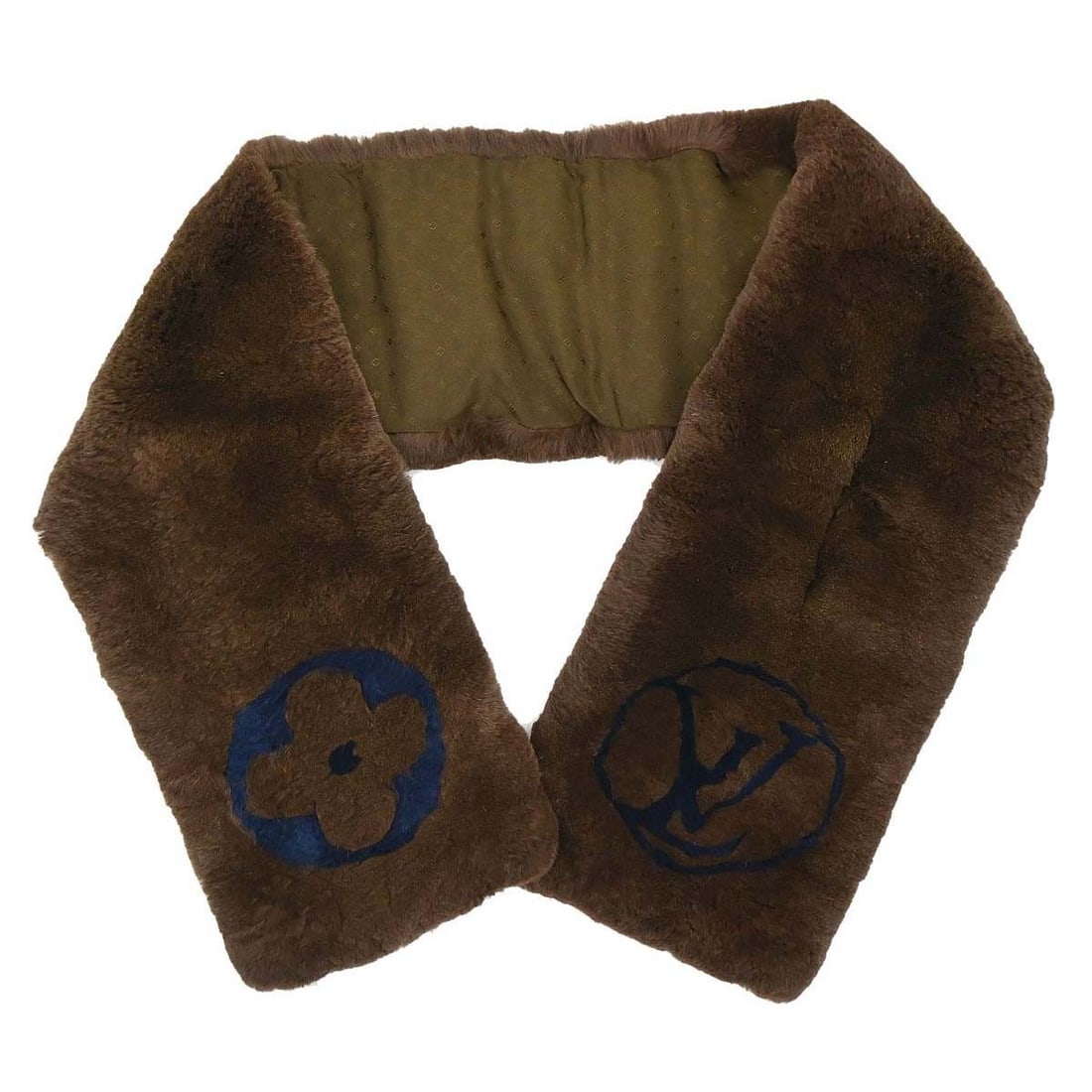 Louis Vuitton M75757 Monogram Flower Rex Rabbit Fur Scarf Brown (1 of 15)