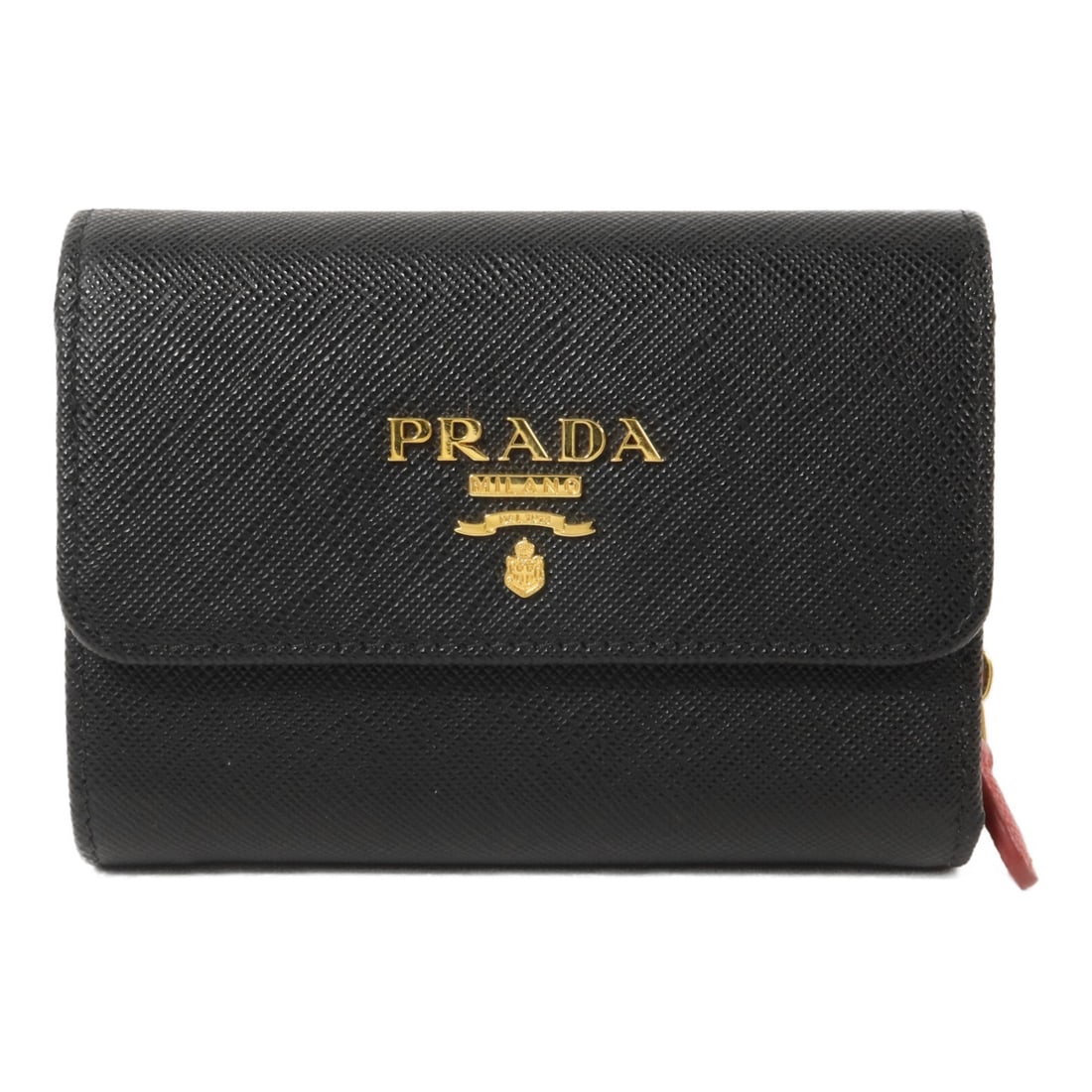 Prada Saffiano Tri Fold Wallet Black and Pink (1 of 18)