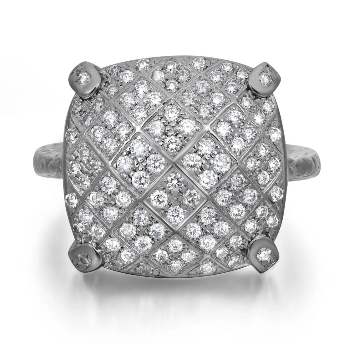 Bottega Veneta 18K White Gold Pave Round Diamond Cocktail Ring Size 5.75: Bottega Veneta 18K White Gold Pave Round Diamond Cocktail Ring Size 5.75 Elevate your jewelry collection with this stunning Bottega Veneta Pave Round Diamond Cocktail Ring. Crafted from luxurious 18K 