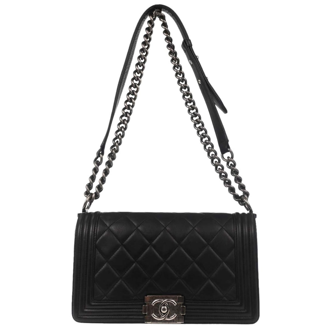 CHANEL Boy Medium Black Lambskin Shoulder Bag Single Chain (1 of 18)