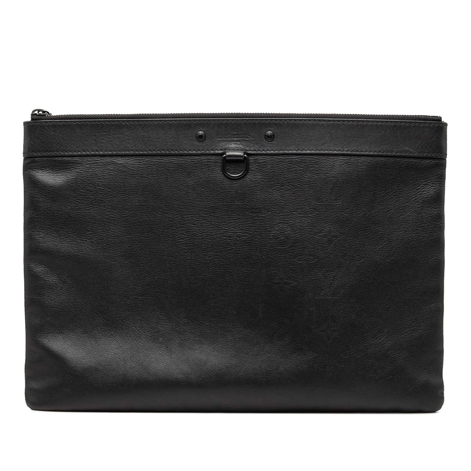 Louis Vuitton Monogram Shadow leather zip pochette bag: Louis Vuitton Monogram Shadow leather zip pochette bag Louis Vuitton Monogram Shadow Discovery Pochette in black leather with a top zip closure and an interior slip pocket. Made in Spain. Condition is