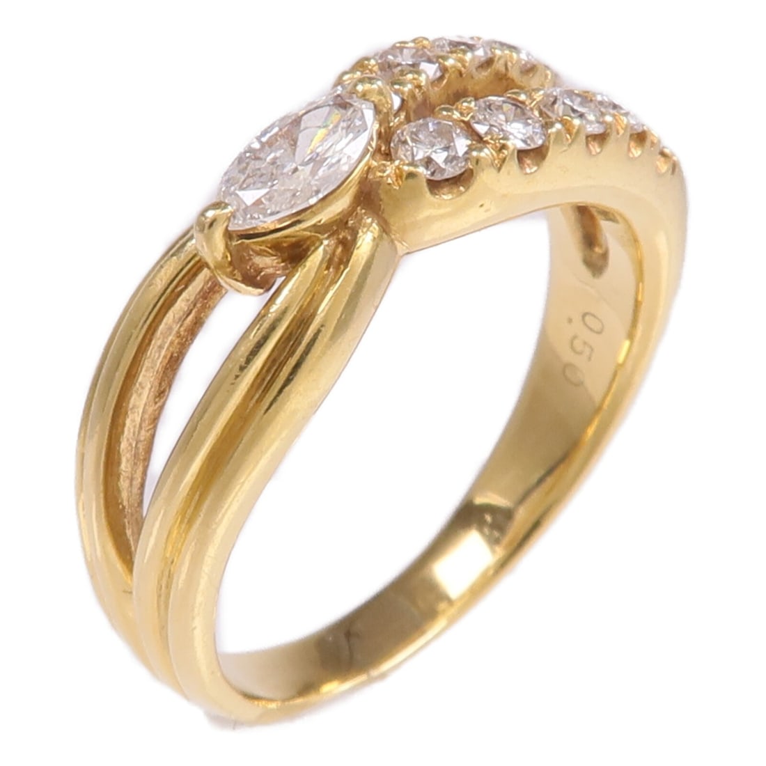 18K Yellow Gold Diamond Ring Brand JEWELRY Size 6.5 (1 of 6)