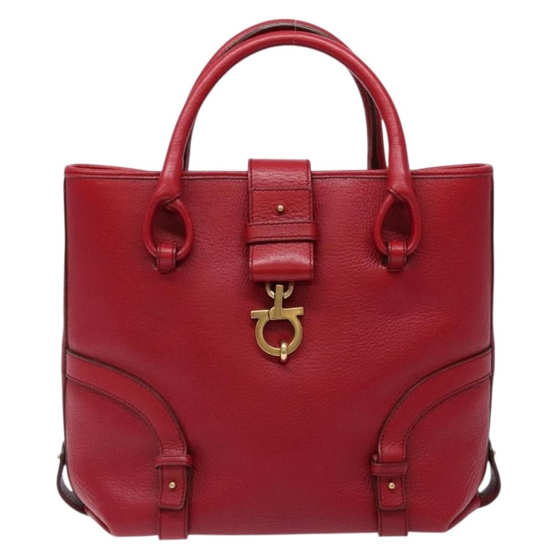 Red Leather Handbag Salvatore Ferragamo Gancini (1 of 18)