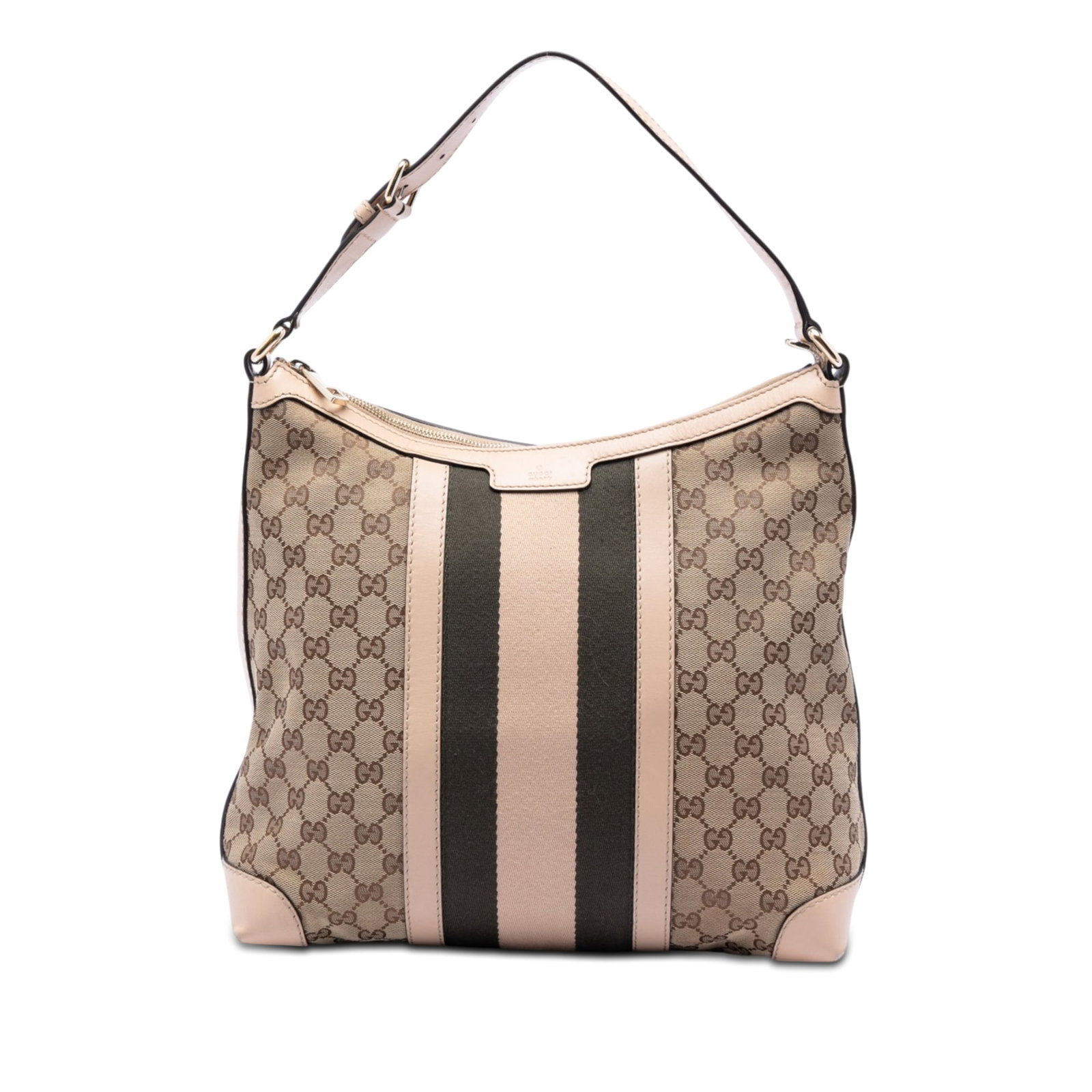 Gucci Medium GG Web Canvas Shoulder Bag Beige Leather Trim: Gucci Medium GG Web Canvas Shoulder Bag Beige Leather Trim Gucci Medium GG Canvas Web Shoulder Bag featuring a canvas body with leather trim and web detail. The bag has a flat leather shoulder strap, 