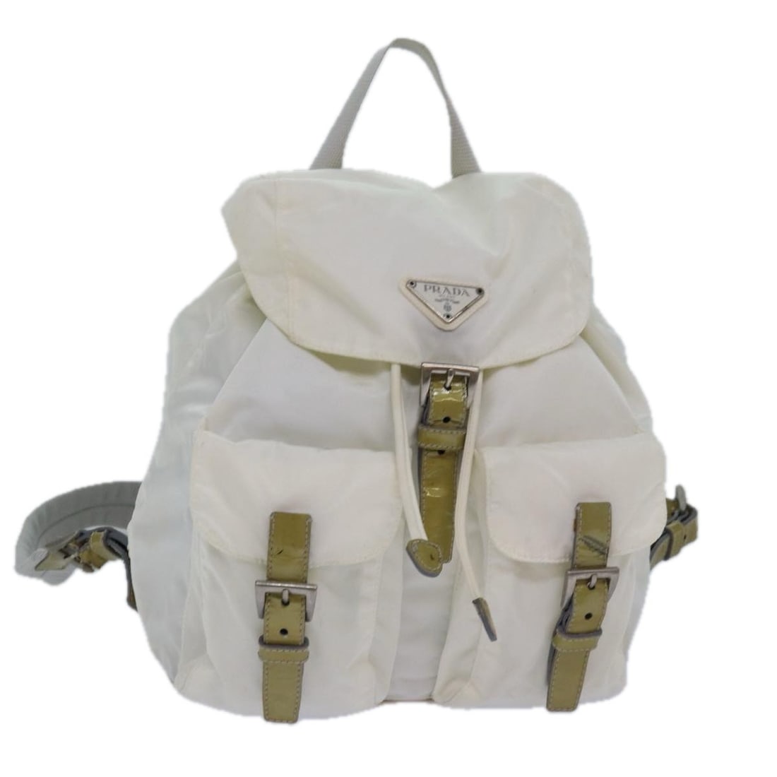 PRADA White Silver Nylon Backpack Womens Italy 85291V: PRADA White Silver Nylon Backpack Womens Italy 85291V Authentic Prada women's backpack in white and silver nylon, made in Italy. This backpack is offered without the original box or dust bag; only the