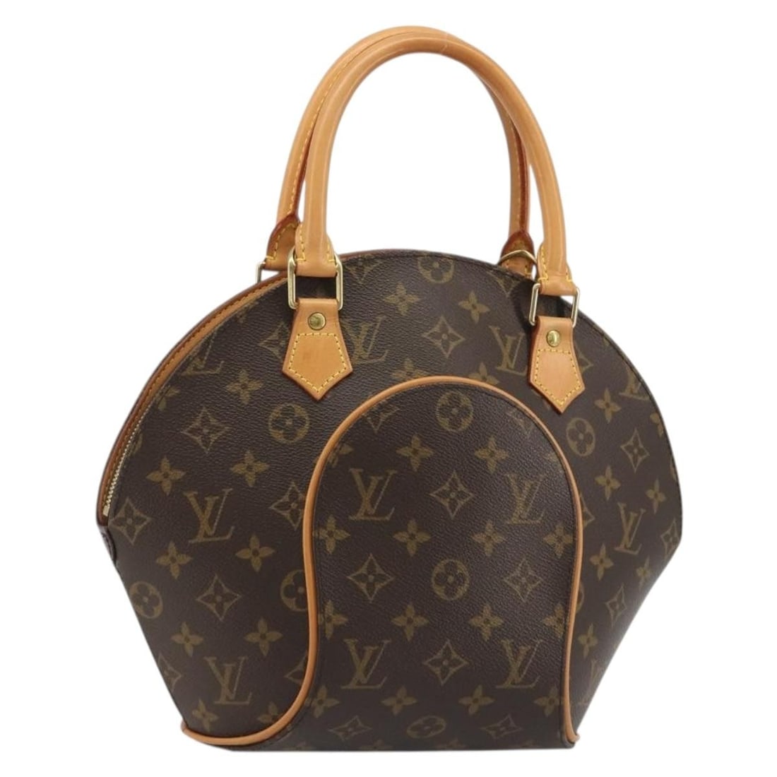 Louis Vuitton Ellipse brown canvas handbag: Louis Vuitton Ellipse brown canvas handbag Louis Vuitton Ellipse handbag in brown monogram canvas with leather trim and hardware. This women's bag is in good condition, showing light wear to the exter