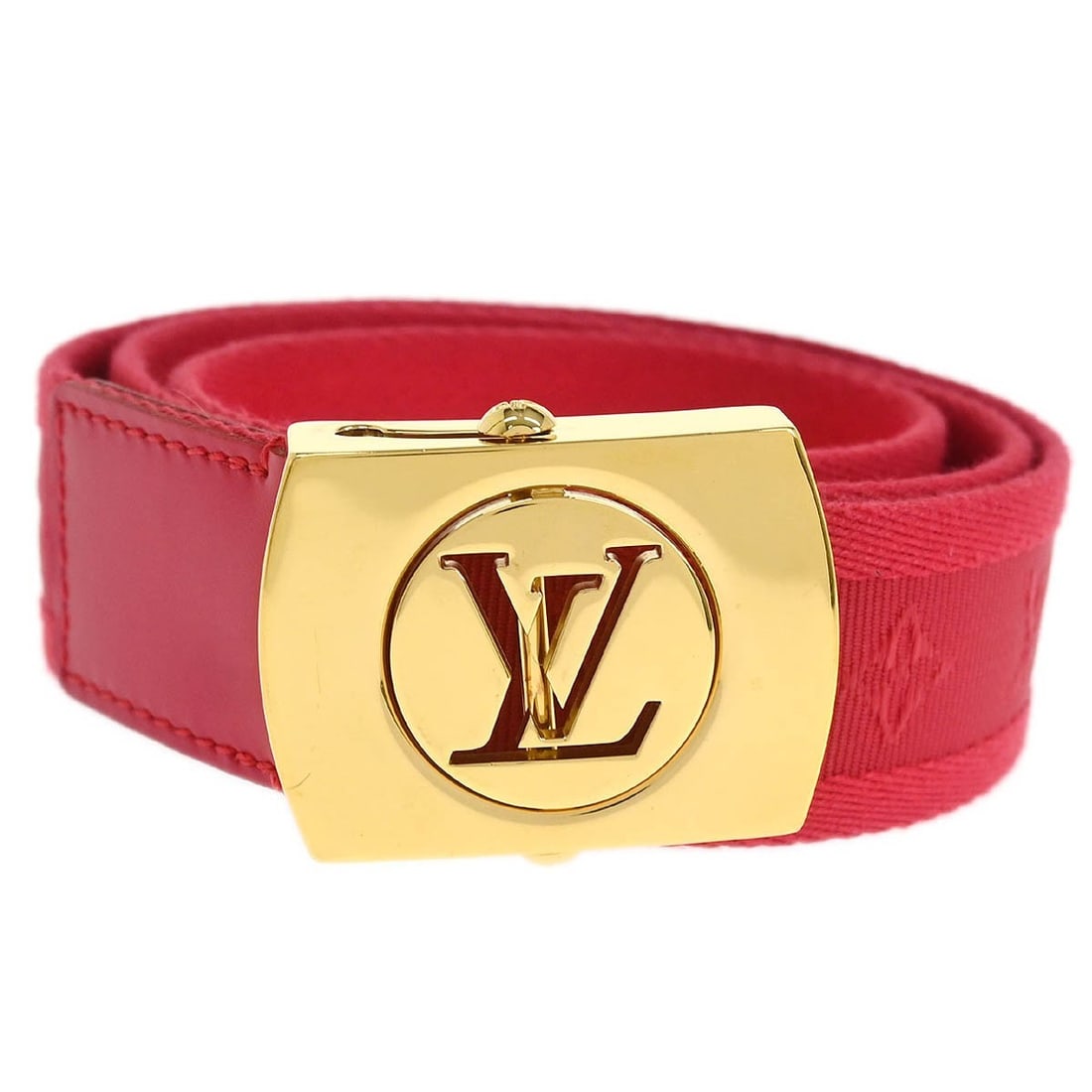 Louis Vuitton Ceinture Fortune women's red canvas leather belt #80 32: Louis Vuitton Ceinture Fortune women's red canvas leather belt #80 32 Louis Vuitton red Ceinture Fortune belt in size #80/32. This women's belt is made from canvas and leather and features an adjustab