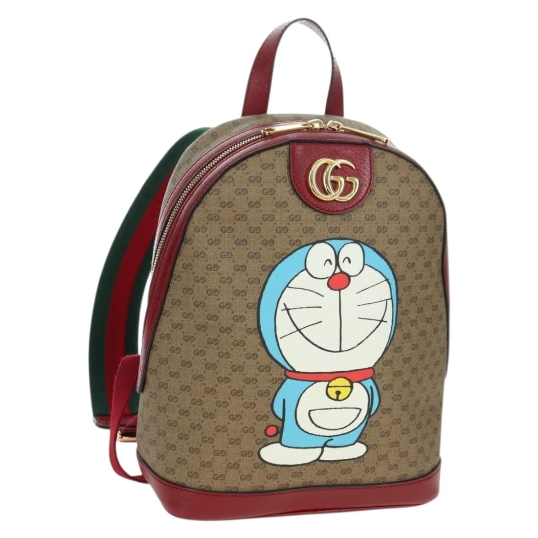 Gucci Doraemon Micro GG Supreme Beige Gold Backpack: Gucci Doraemon Micro GG Supreme Beige Gold Backpack This GUCCI Micro GG Supreme Doraemon backpack features a beige and gold color scheme and is crafted from durable PVC leather with micro small GG can