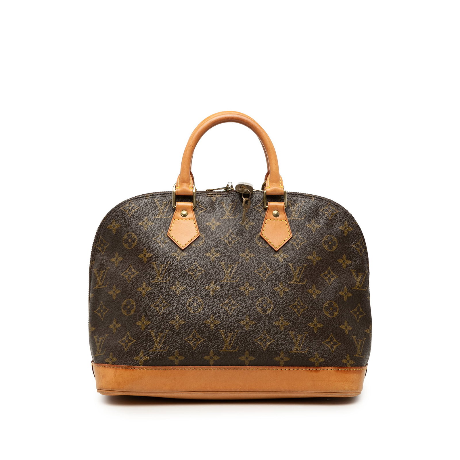 Louis Vuitton Alma PM Monogram Canvas Top Zip Handbag: Louis Vuitton Alma PM Monogram Canvas Top Zip Handbag Louis Vuitton Monogram Alma PM handbag with a monogram canvas body, rolled vachetta leather handles, a vachetta leather bottom, top zip closure, a