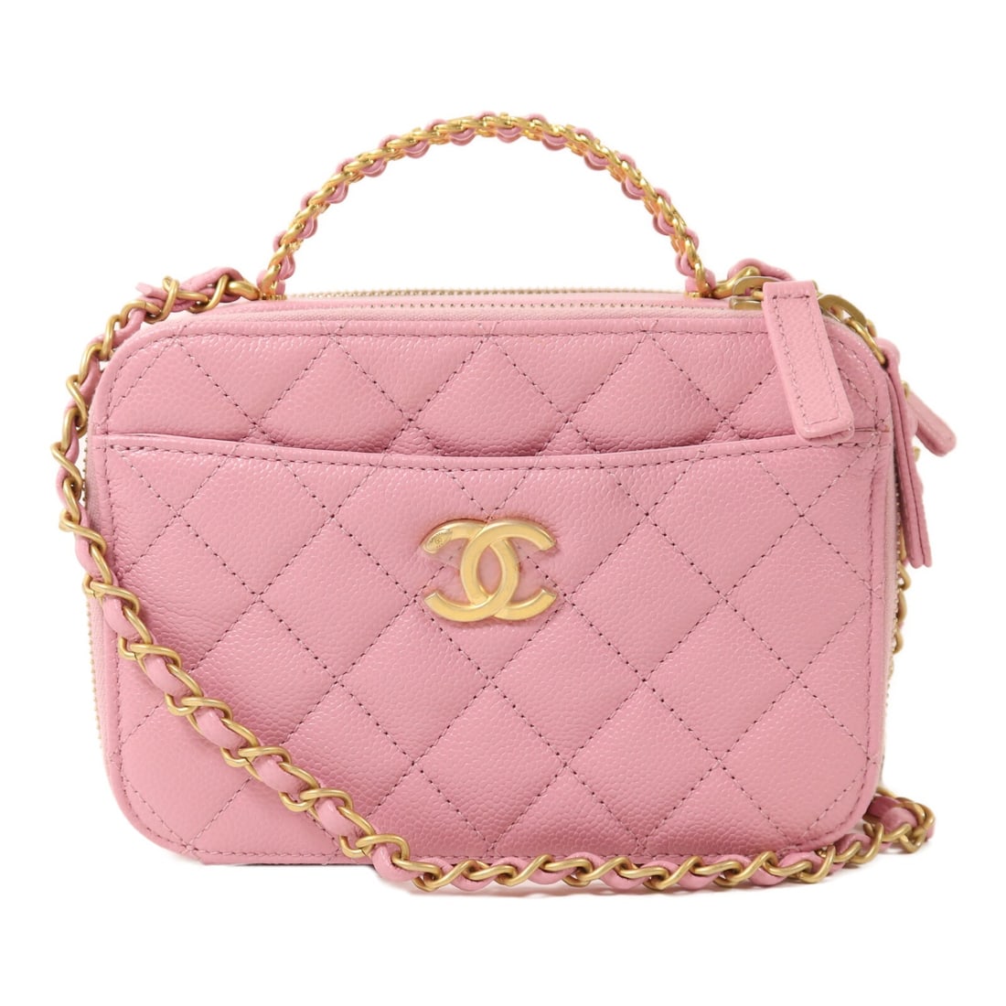 CHANEL AS3221 CC Vanity Chain Shoulder Bag Pink Calfskin (1 of 15)