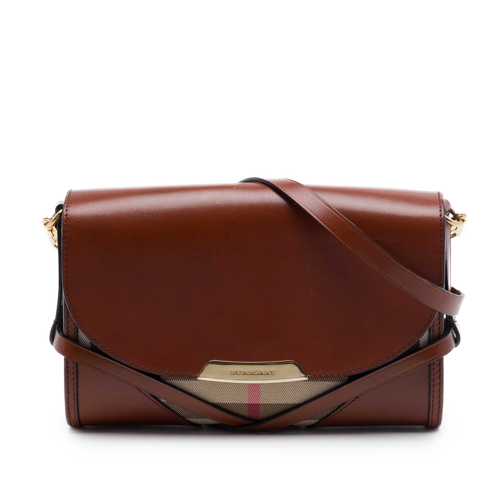 Burberry Abbott Crossbody Bag House Check Canvas Leather Trim (1 of 6)