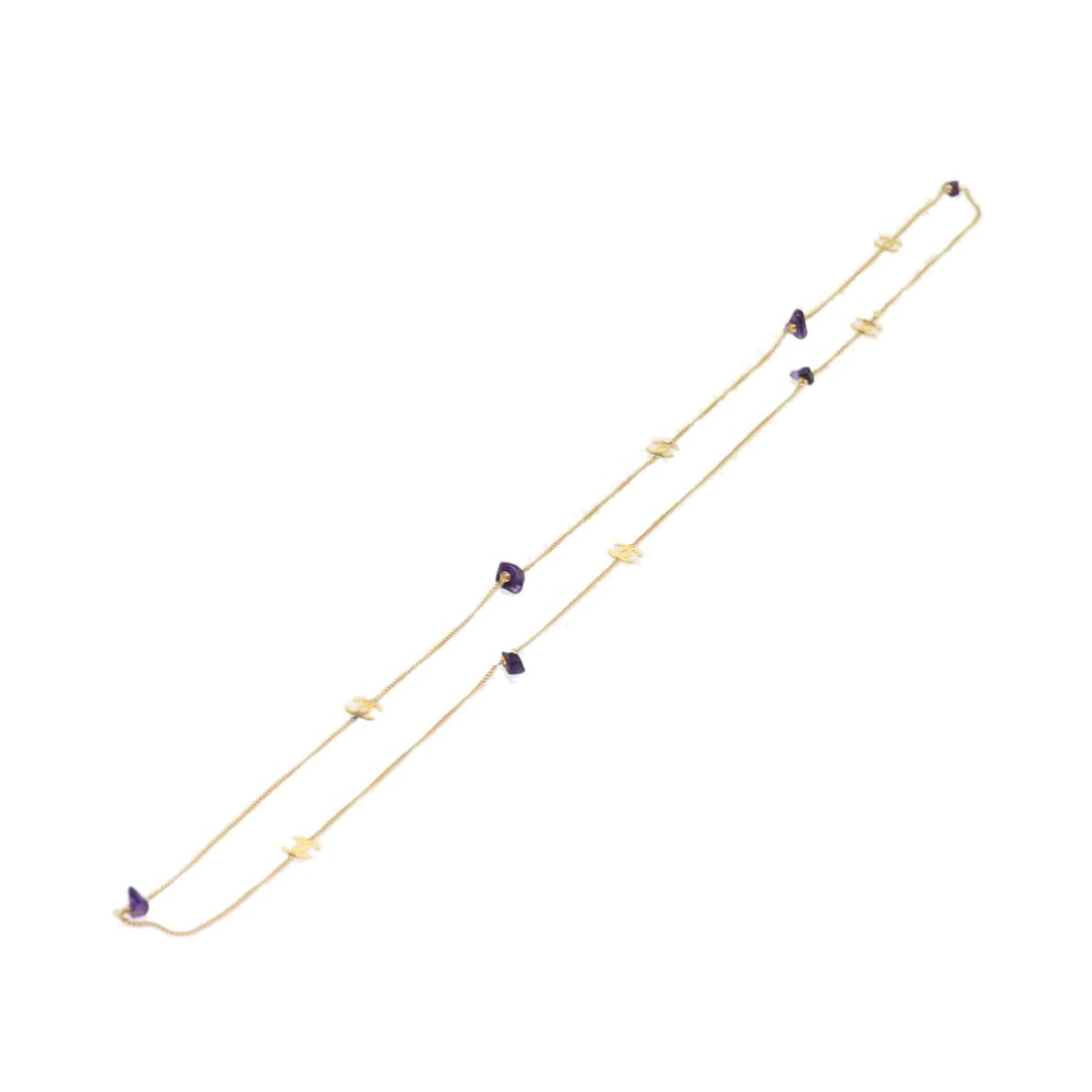 CHANEL Coco Mark CC Stone Necklace Gold Tone Metal France: CHANEL Coco Mark CC Stone Necklace Gold Tone Metal France Authentic CHANEL Coco Mark stone necklace in gold-tone metal. This women's necklace is made in France and features the iconic CC motif. Condit
