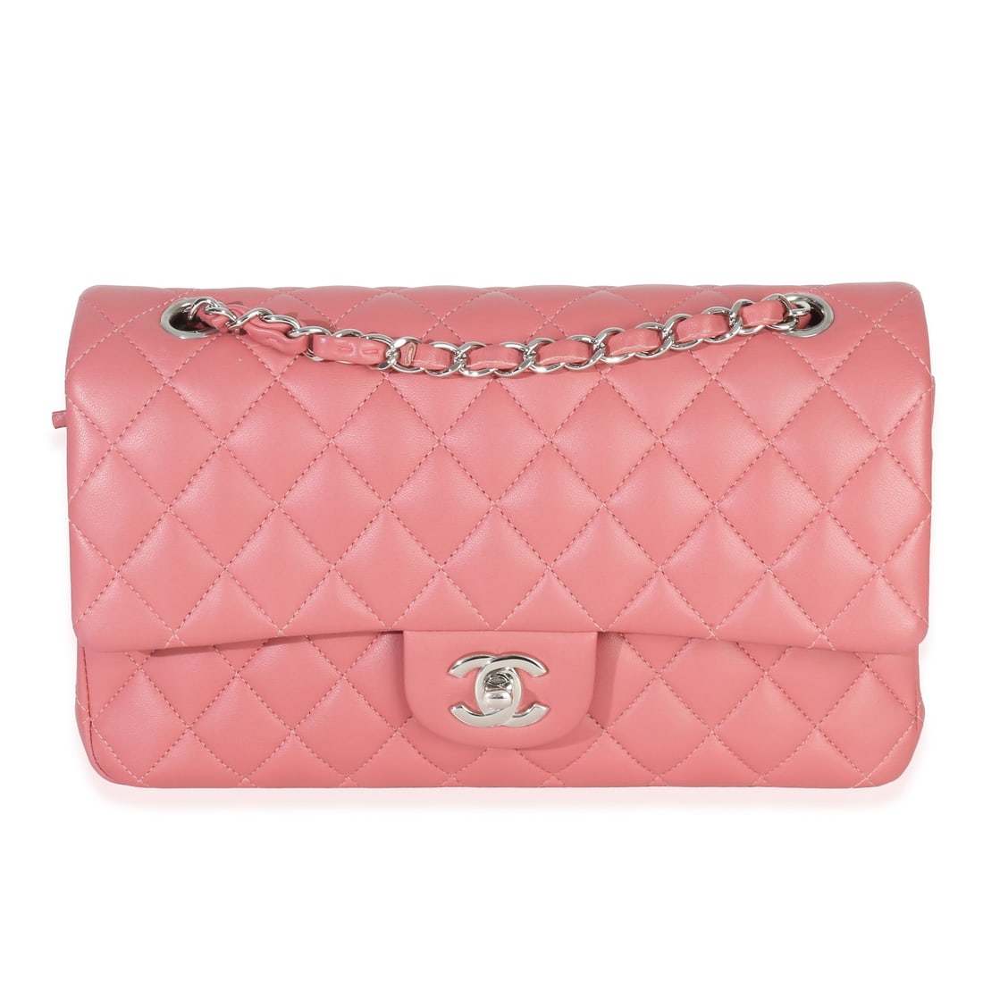 Chanel Medium Classic Double Flap Shoulder Bag Pink Quilted Lambskin (1 of 10)