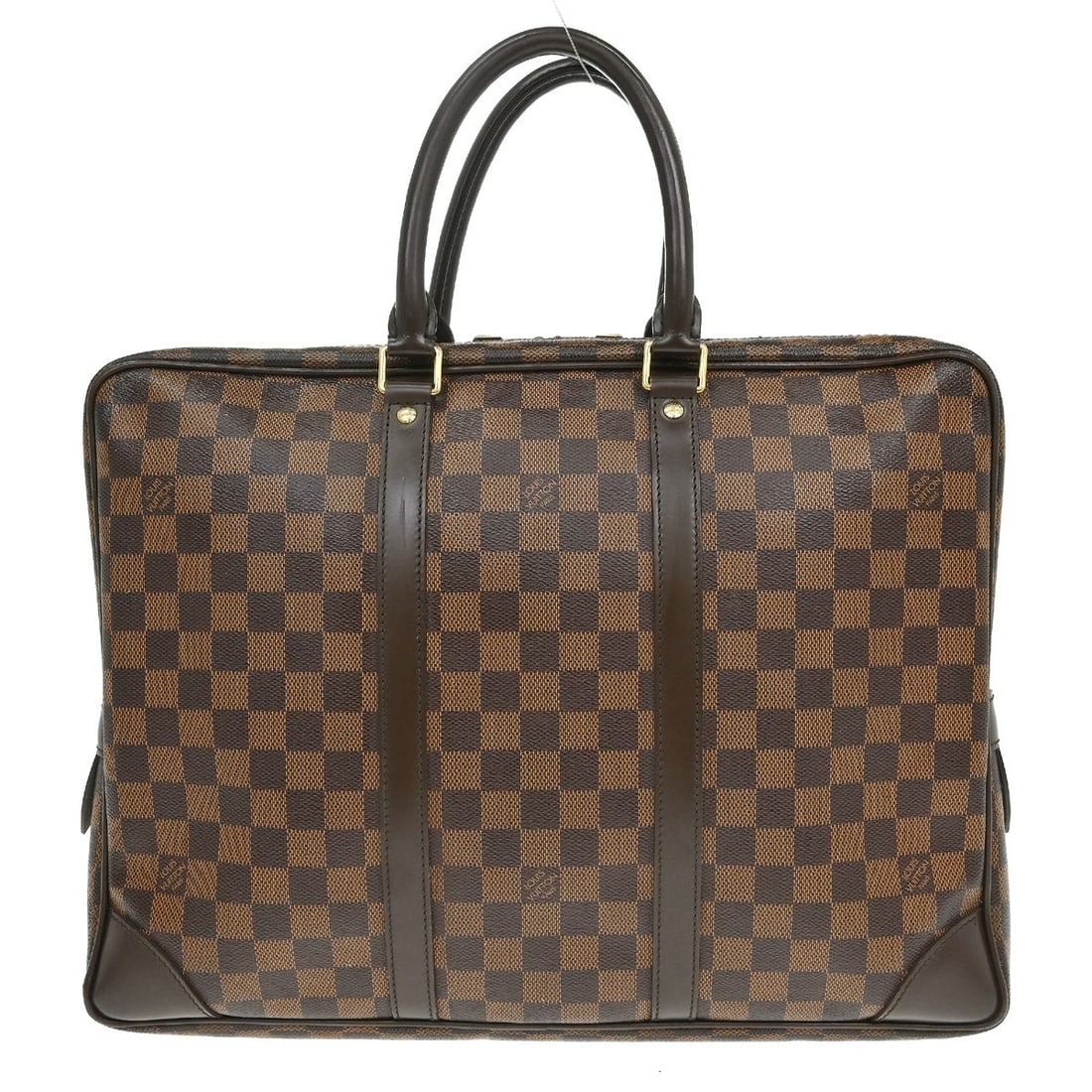 Louis Vuitton Porte Documents Voyage Damier Canvas Briefcase N41124: Louis Vuitton Porte Documents Voyage Damier Canvas Briefcase N41124 Vintage Louis Vuitton Porte Documents Voyage handbag in Damier canvas with leather lining and double handles. This medium zip-top ba