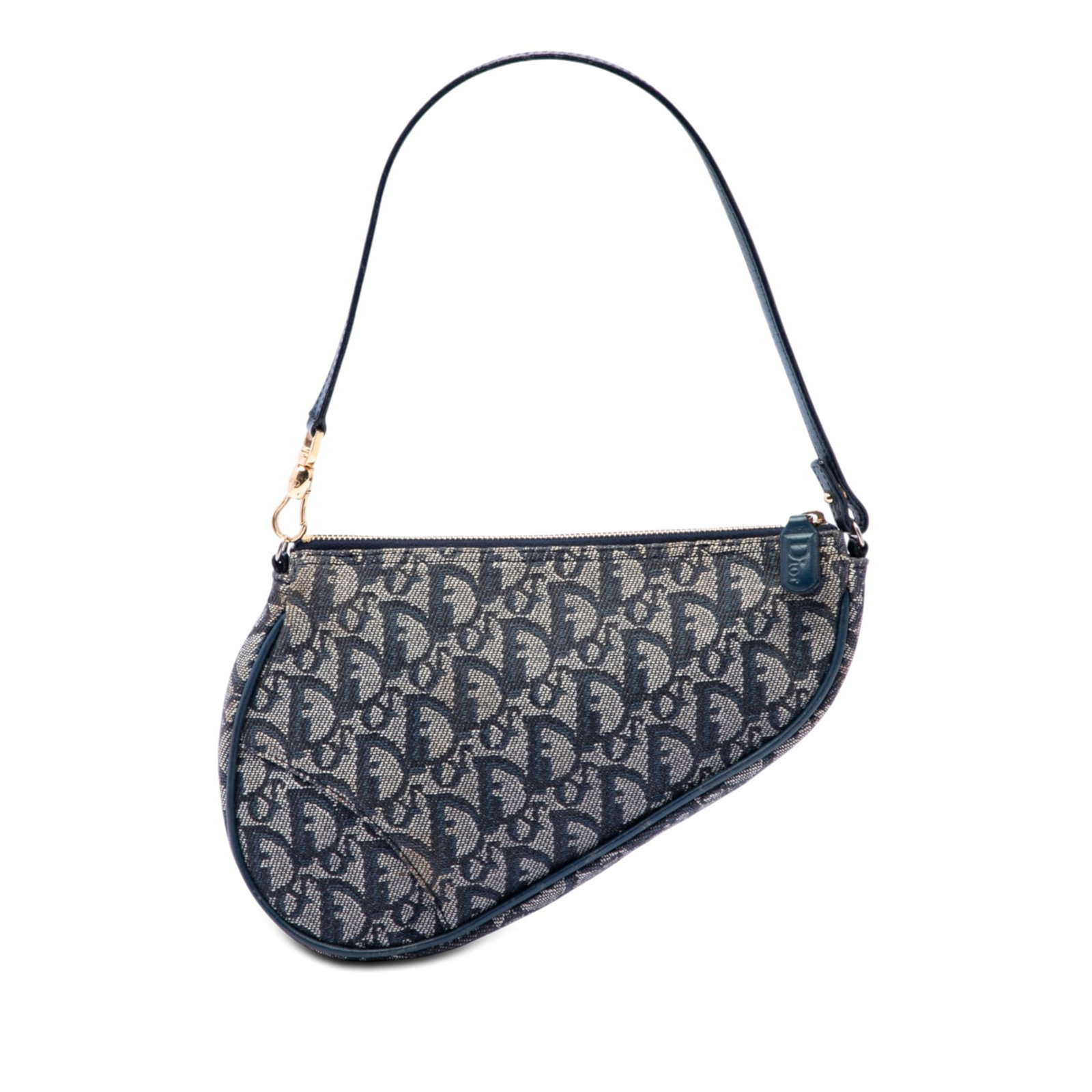 Dior Mini Diorissimo Saddle Pochette in Blue Canvas (1 of 6)