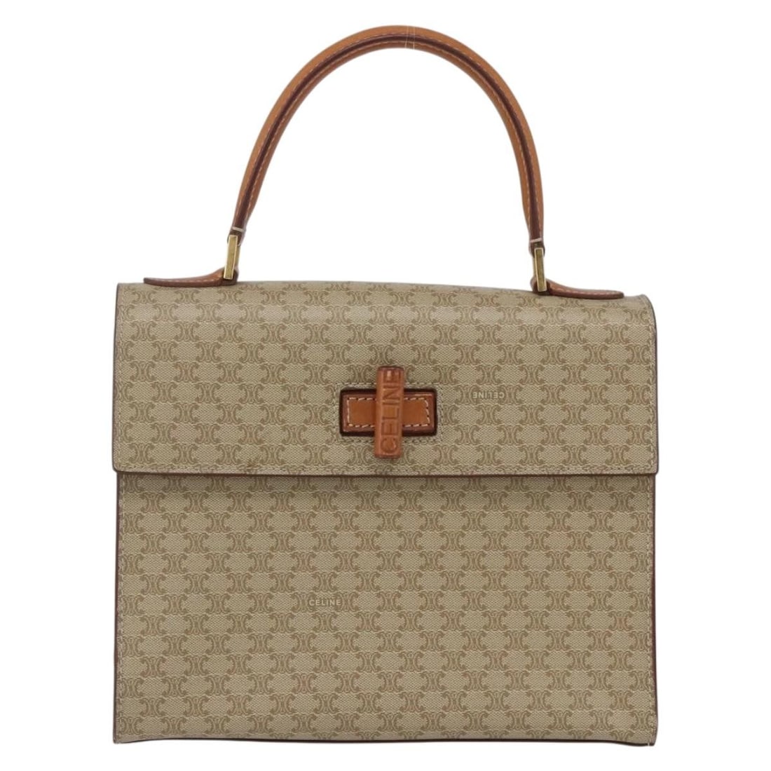 Celine Beige Canvas Leather Vintage Macadam Purse 24cm by 18cm by 9cm: Celine Beige Canvas Leather Vintage Macadam Purse 24cm by 18cm by 9cm This Celine Vintage Macadam handbag features beige canvas with leather accents, designed for women. It measures 24cm x 18cm x 9cm 
